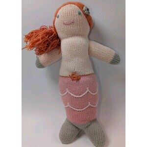 BLABLA Melody the Mermaid Knit Plush Doll Orange Hair 18” Soft Toy Pink Peru